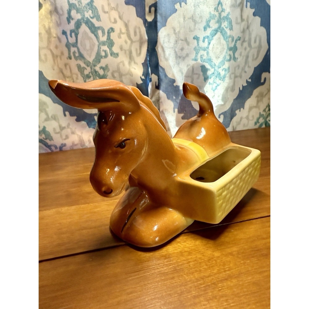 Vintage Ceramic Donkey Mule Dresser Caddy LG Ely Co 1957 MCM Vanity Planter